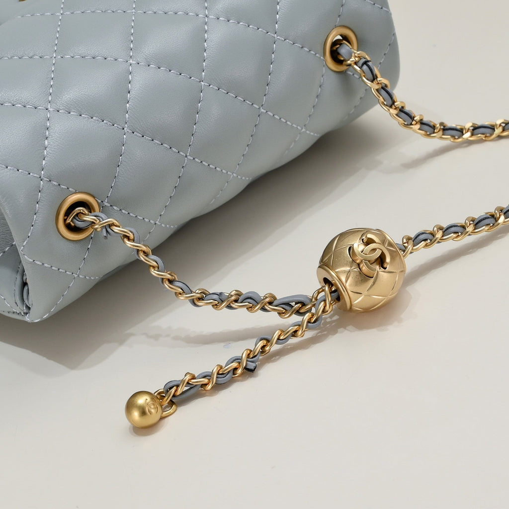 SMALL FLAP BAG 17CM 1786 GREY GOLD