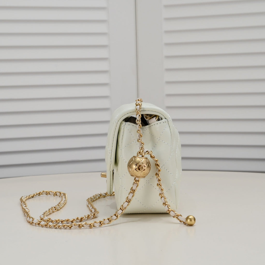 SMALL FLAP BAG 17CM 1786 WHITE GOLD