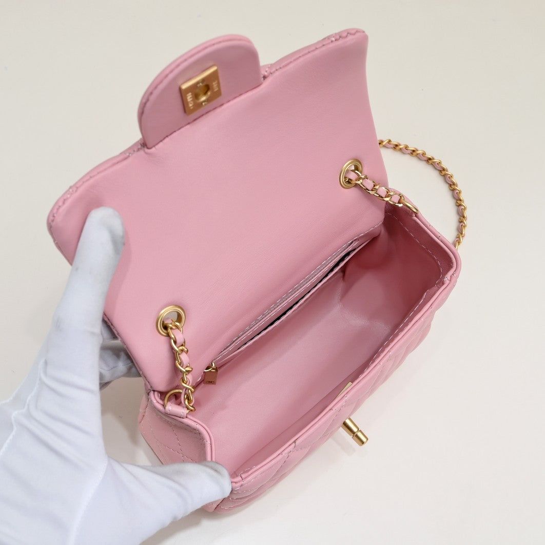 SMALL FLAP BAG 17CM 1786 PINK GOLD