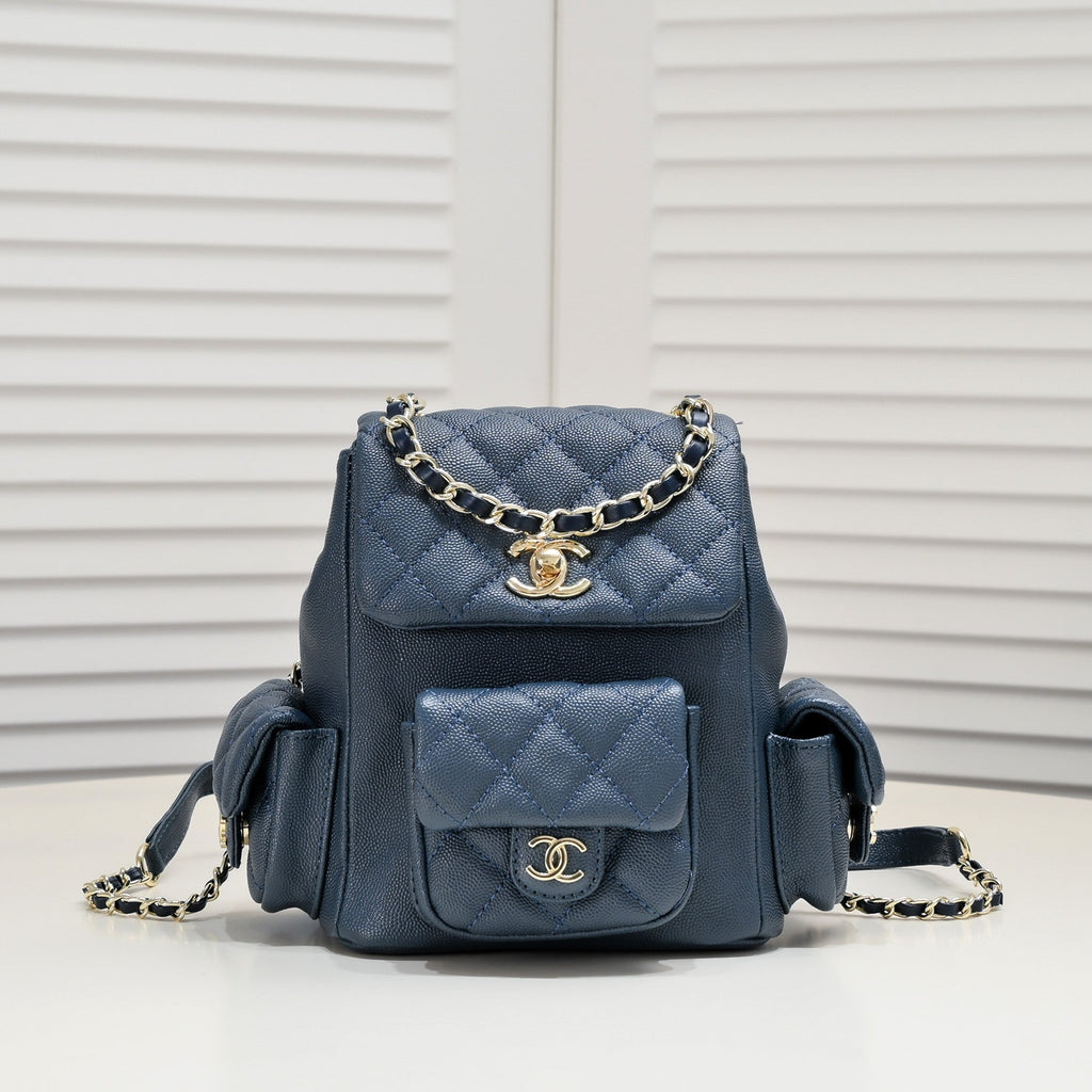 DOUBLE-SHOULDER MINI BACKPACK 9111 NAVY BLUE