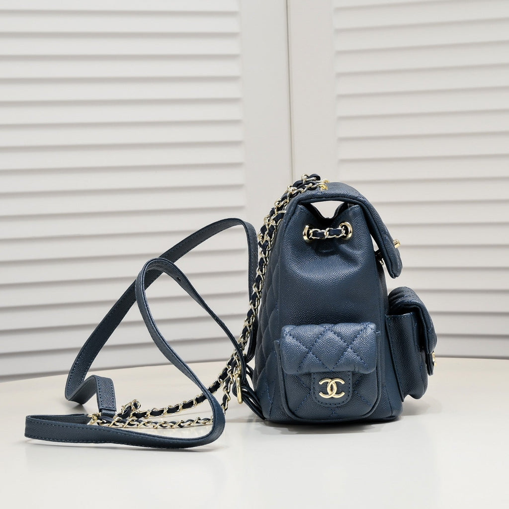 DOUBLE-SHOULDER MINI BACKPACK 9111 NAVY BLUE