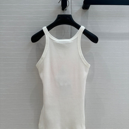 Miss CD Graffiti print striped vest