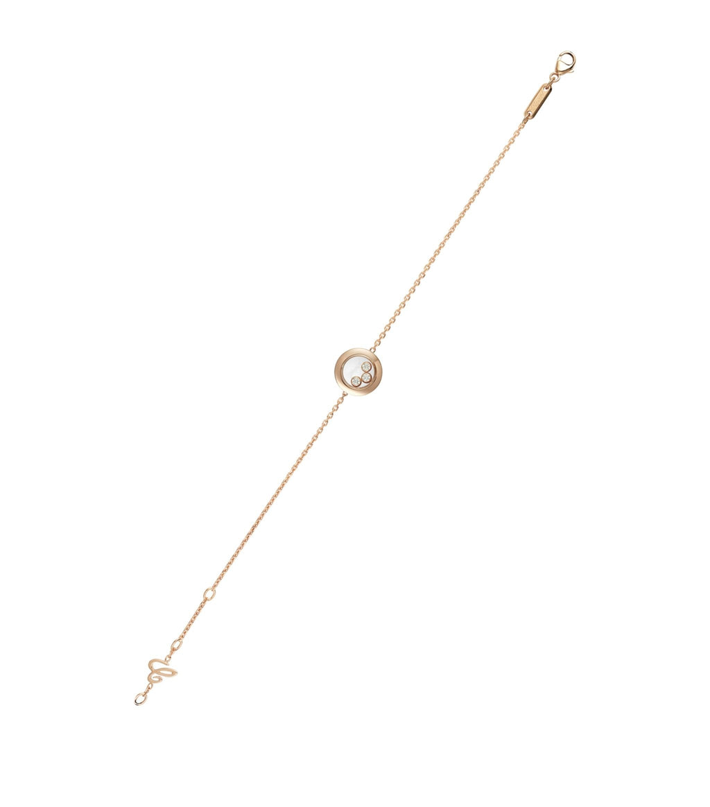 HAPPY HEART BRACELET PINK GOLD 3 DIAMOND