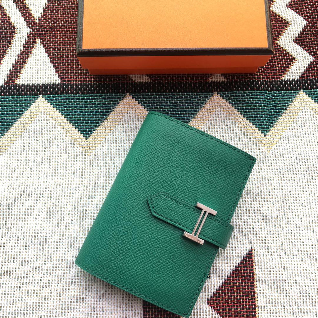 BEARN COMPACT WALLET 12 IN GREEN FOREST EPSOM LEATHER
