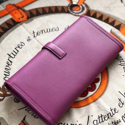 JIGE ELAN 29 CLUTCH IN MAGENTA PURPLE CALFSKIN