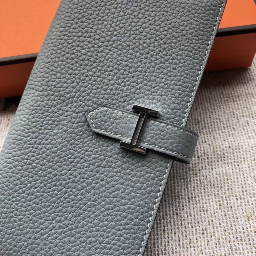 BEARN LONG 17 WALLET IN STONE BLUE EPSOM LEATHER