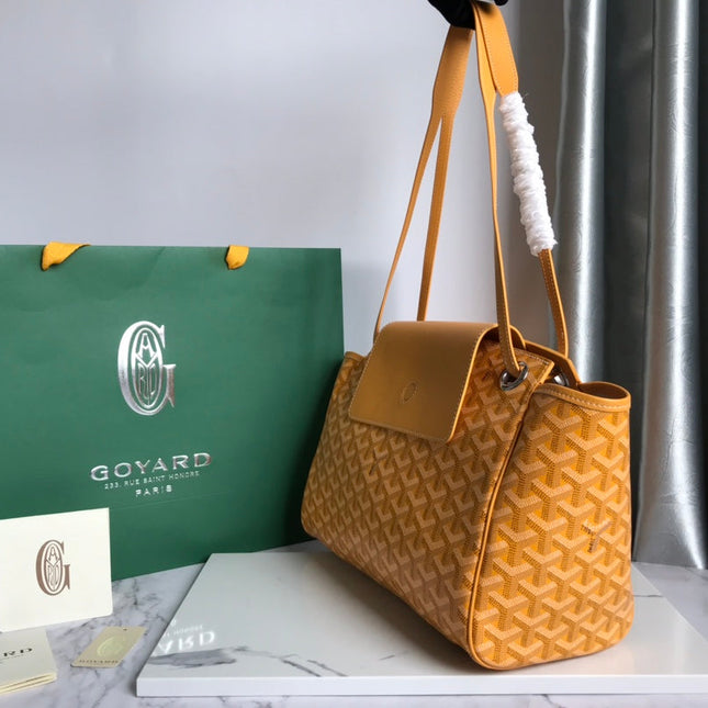 GOYA 26S ROUETTE PM TOTE BAG 30MM IN CARAMEL BROWN CANVAS AND CALFSKIN
