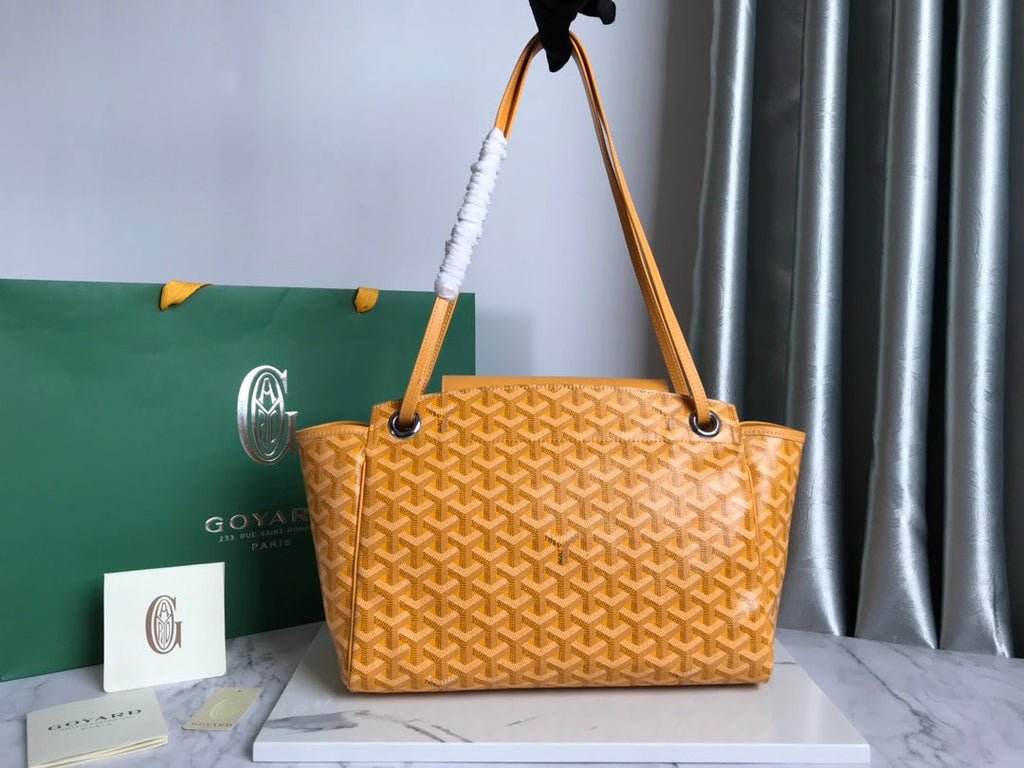 GOYA 26S ROUETTE PM TOTE BAG 30MM IN CARAMEL BROWN CANVAS AND CALFSKIN