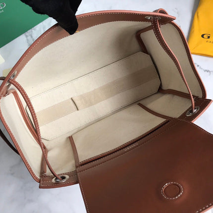 GOYA 26S ROUETTE PM TOTE BAG 30MM IN BROWN CANVAS AND CALFSKIN