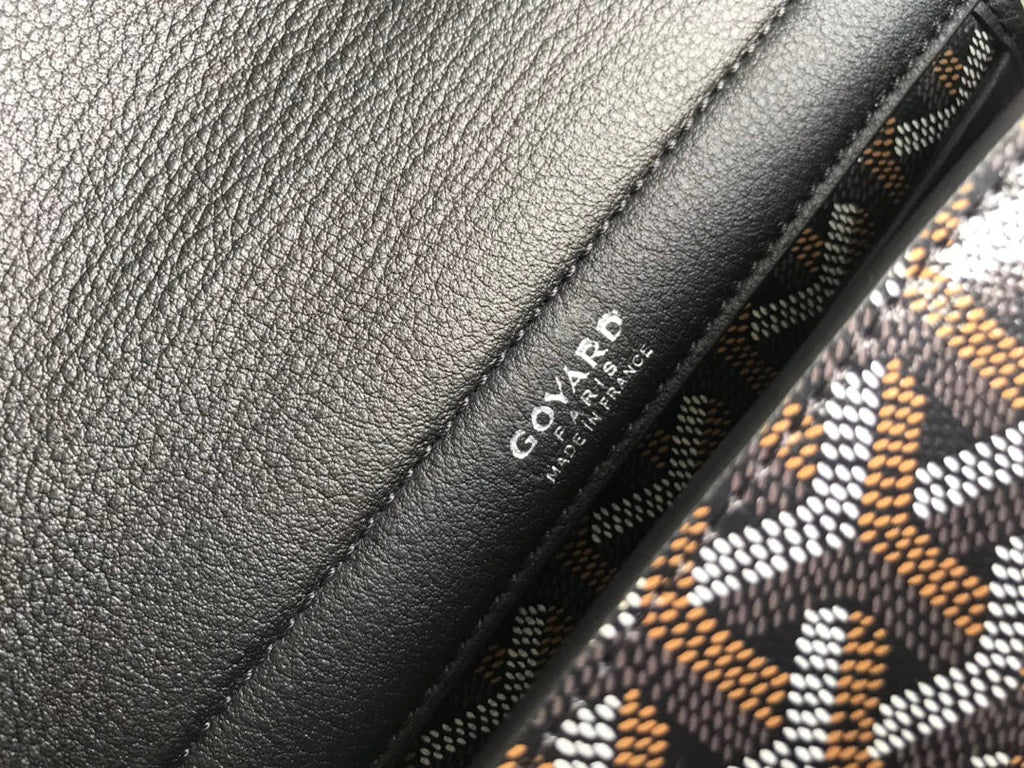 GOYA 26S ROUETTE PM TOTE BAG 30MM IN BLACK AND BROWN CANVAS AND CALFSKIN