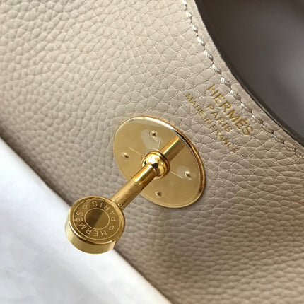 HM LINDY 30 BAG IN TAN BROWN CALFSKIN GOLD HARDWARE