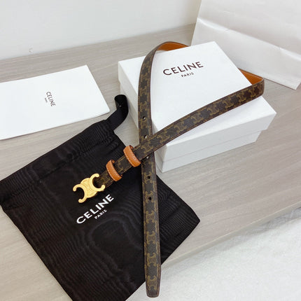 TRIOMPHE 18MM REVERSIBLE IN DARK BROWN MONOGRAM CALFSKIN AND BROWN CALFSKIN WITH GOLD BUCKLE