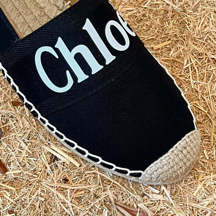CHLOÉ 26S ESPADRILLE LOAFERS IN BLACK CANVAS