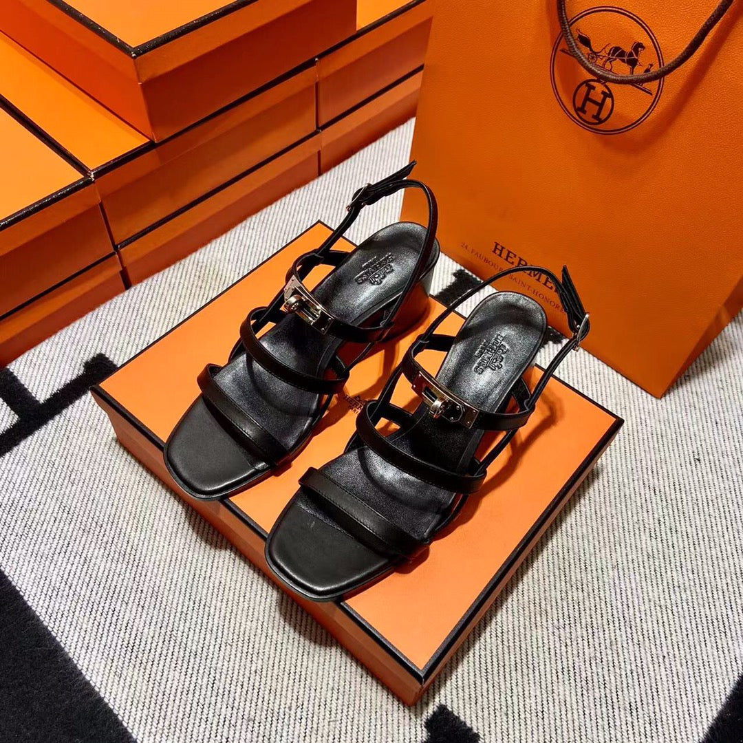MID - SANDAL BLACK CALFSKIN