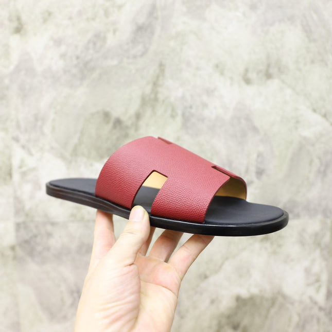 HM IZMIR SANDAL BLACK AND CHERRY CALFSKIN