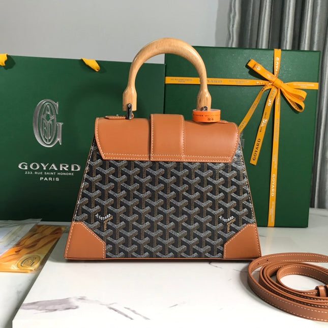 SAÏGON PM BAG 28 IN BROWN GOYARDINE CANVAS AND CALFSKIN