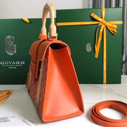 SAÏGON PM BAG 28 IN RED ORANGE GOYARDINE CANVAS AND CALFSKIN
