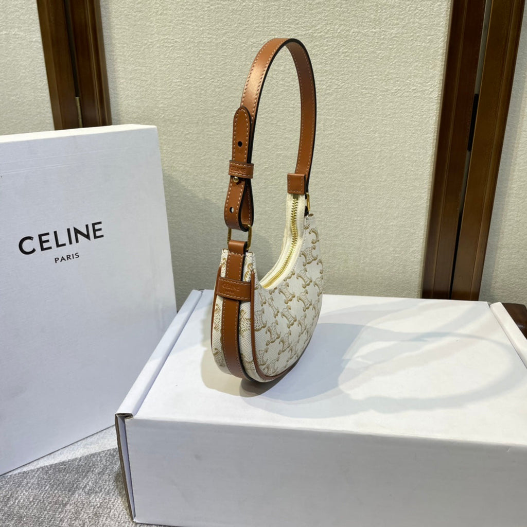 AVA BAG 75MM IN WHITE TRIOMPHE CANVAS AND CALFSKIN