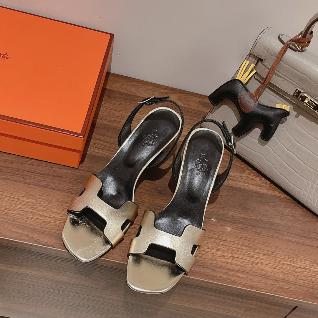 HOLY 75 SANDAL IN OLD GOLD CALFSKIN