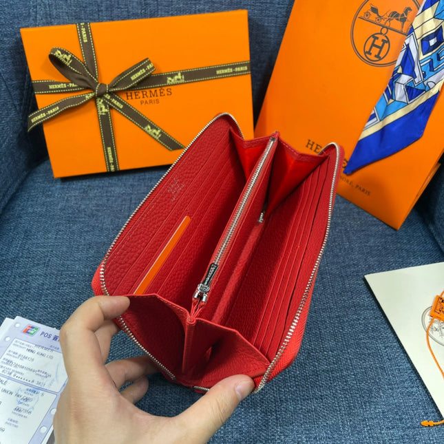 HM SILK'IN CLASSIC WALLET 19 RED GRAINED CALFSKIN