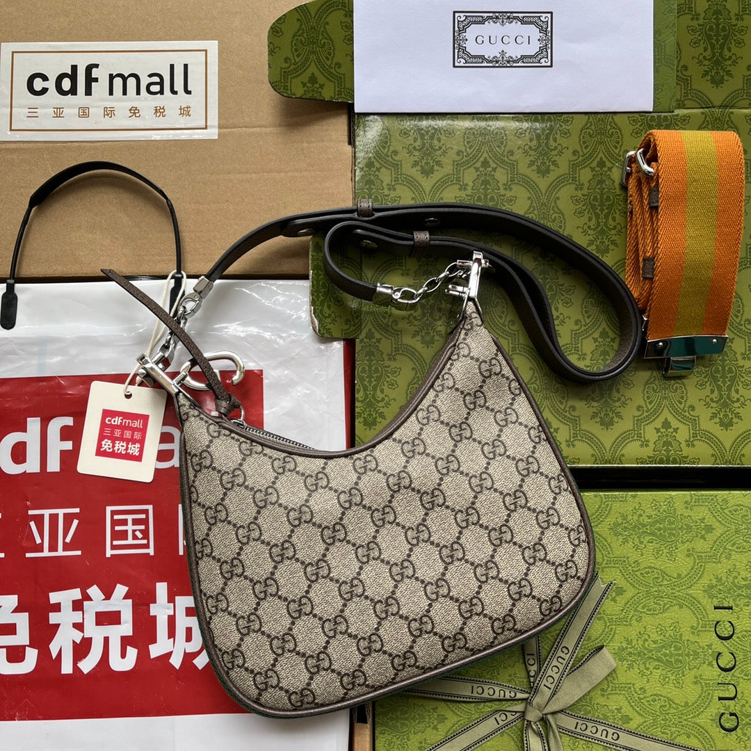 ATTACHE MINI BAG 23 IN BEIGE GG AND BROWN TRIM CALFSKIN