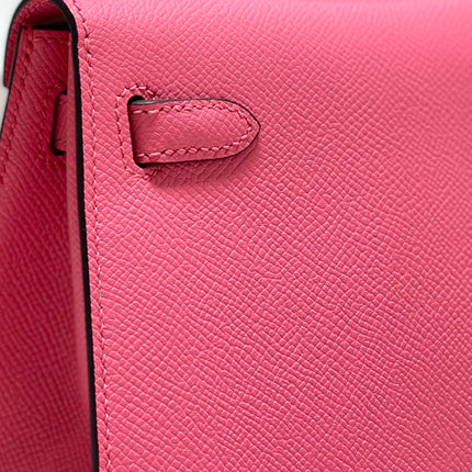 KELLY MINI 20 BAG IN WATERMELON PINK CALFSKIN WITH GOLD HARDWARE