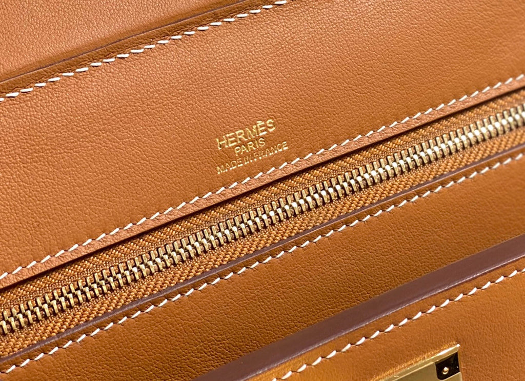 MINI 24/24 21CM IN ORANGE MINIMUM EVERCOLOR CALFSKIN GOLD KELLY BUCKLE