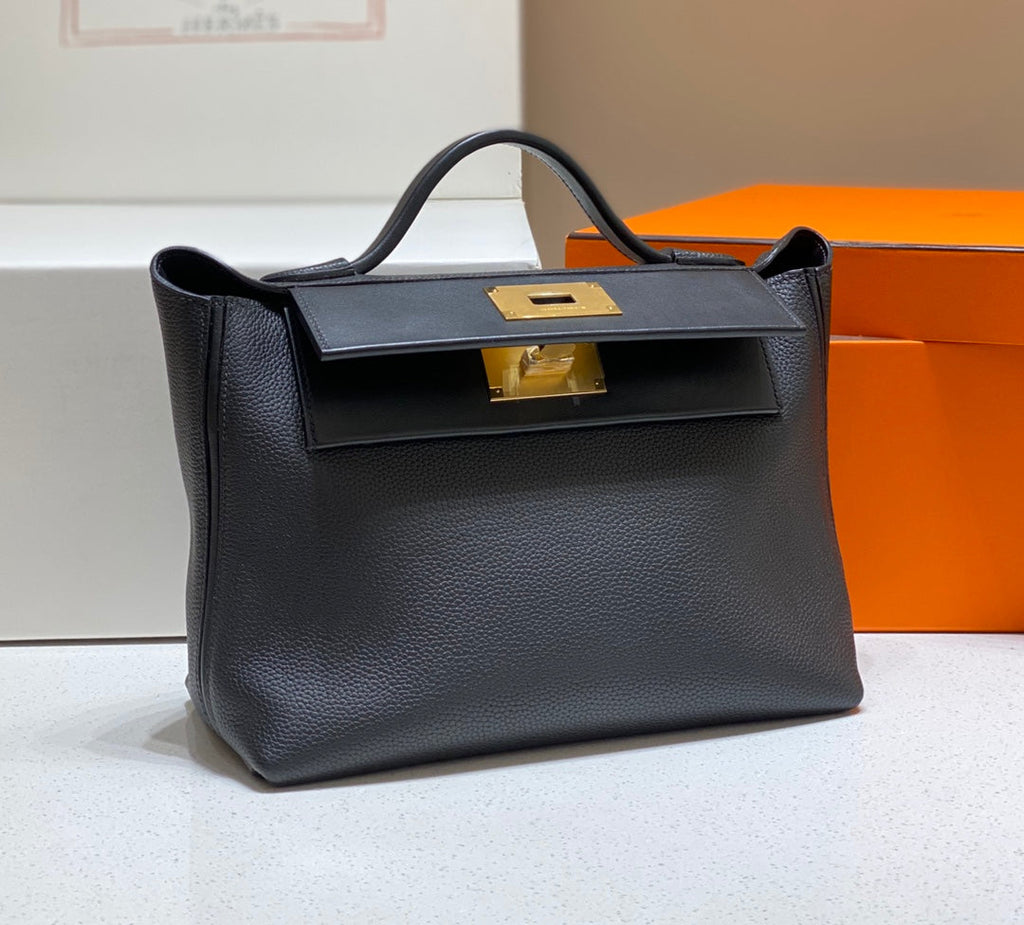 HM 26S 24/24 29MM IN BLACK EVERCOLOR CALFSKIN GOLD KELLY BUCKLE