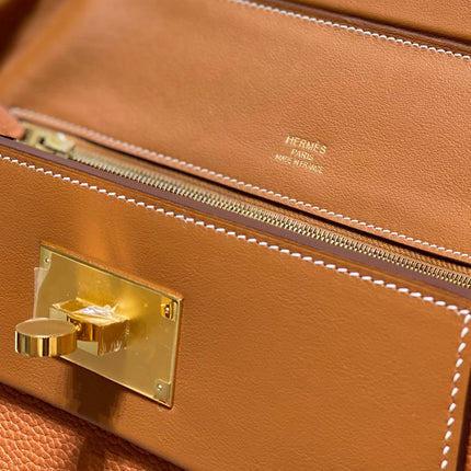 HM 26S 24/24 29CM IN ORANGE EVERCOLOR CALFSKIN GOLD KELLY BUCKLE