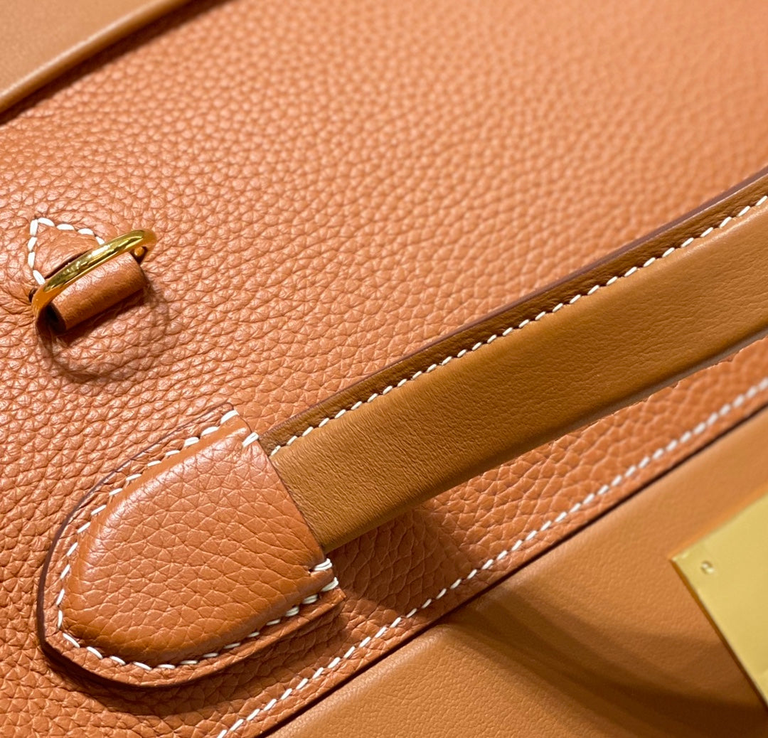 MINI 24/24 29CM IN ORANGE MINIMUM EVERCOLOR CALFSKIN GOLD KELLY BUCKLE