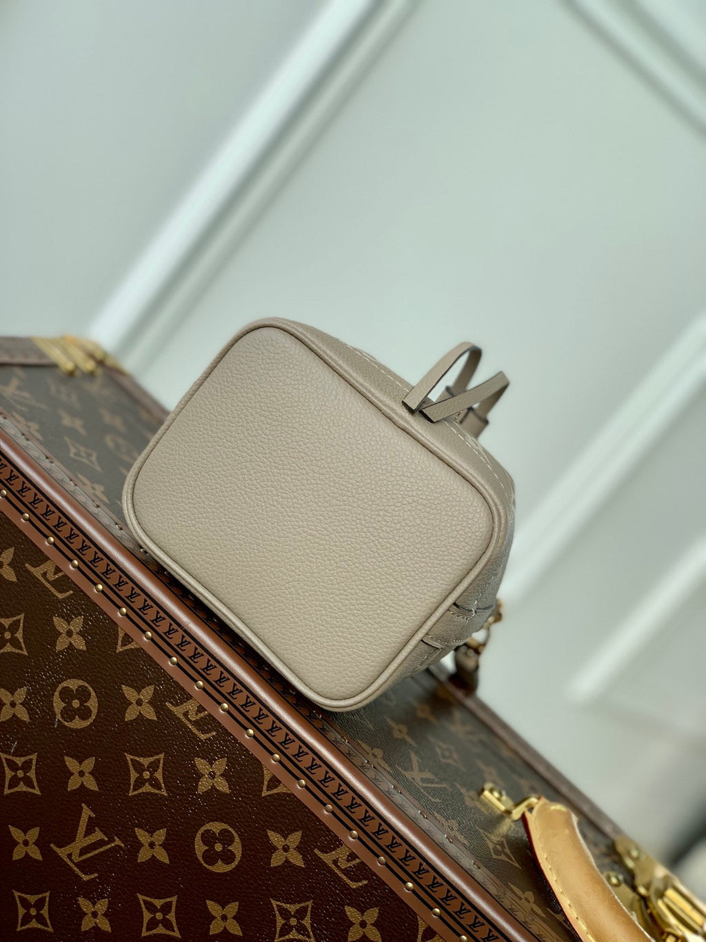 NANO NOÉ 16 IN GREY TOURTERELLE BICOLOR MONOGRAM EMPREINTE CALFSKIN