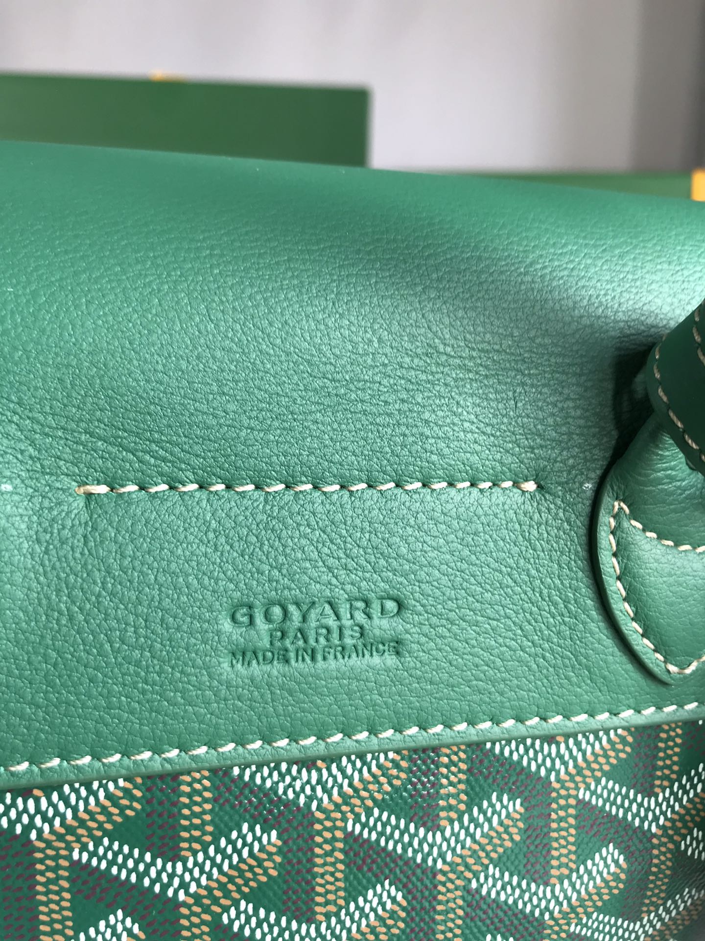 ALPIN MINI BACKPACK 21 IN GREEN LAMBSKIN AND GOYARDINE CANVAS