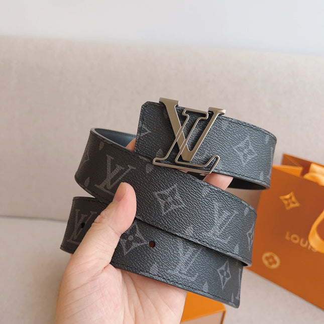 LV 25S BELT 40 MM IN BLACK MIX GREY CALFSKIN 593204