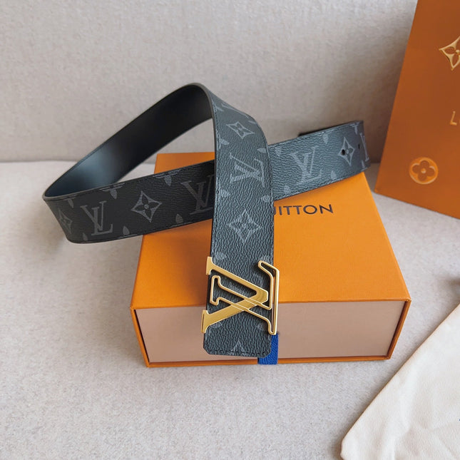 LV 25S BELT 40 MM IN BLACK MIX GREY CALFSKIN 593205