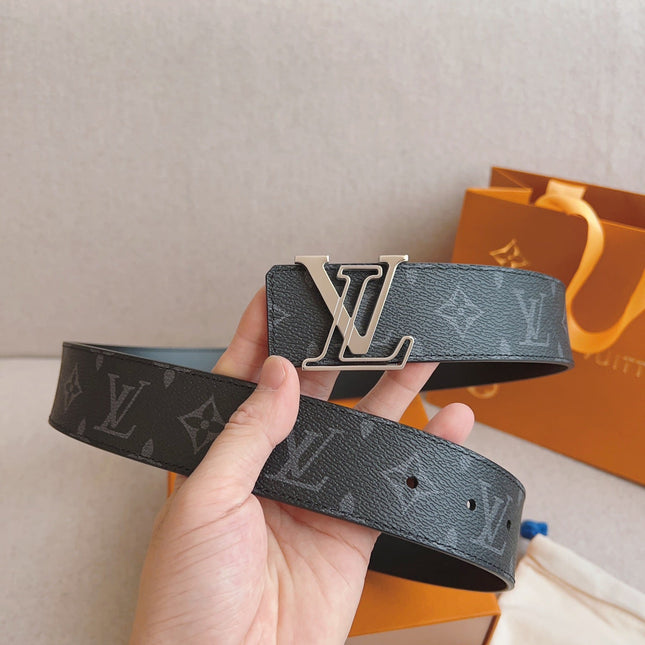 LV 25S BELT 40 MM IN BLACK MIX GREY CALFSKIN 593206