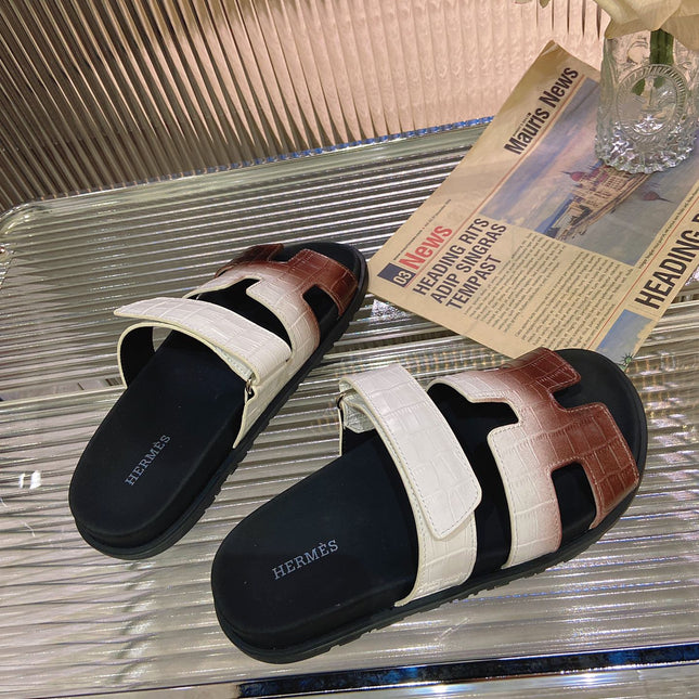 CHYPRE SANDAL OMBRE WHITE BROWN CALFSKIN