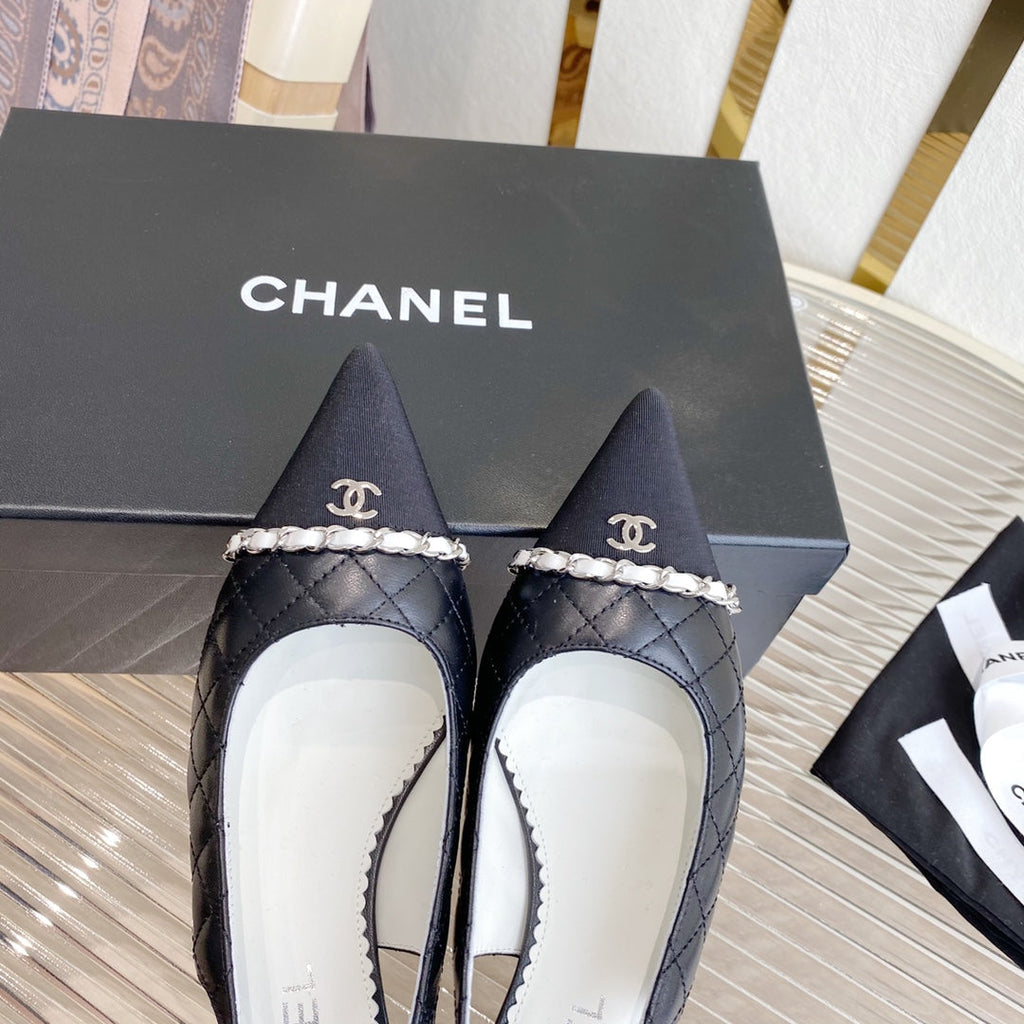 CC SLINGBACK 25S 30 MM IN BLACK LAMBSKIN WITH SILVER HARDWARE