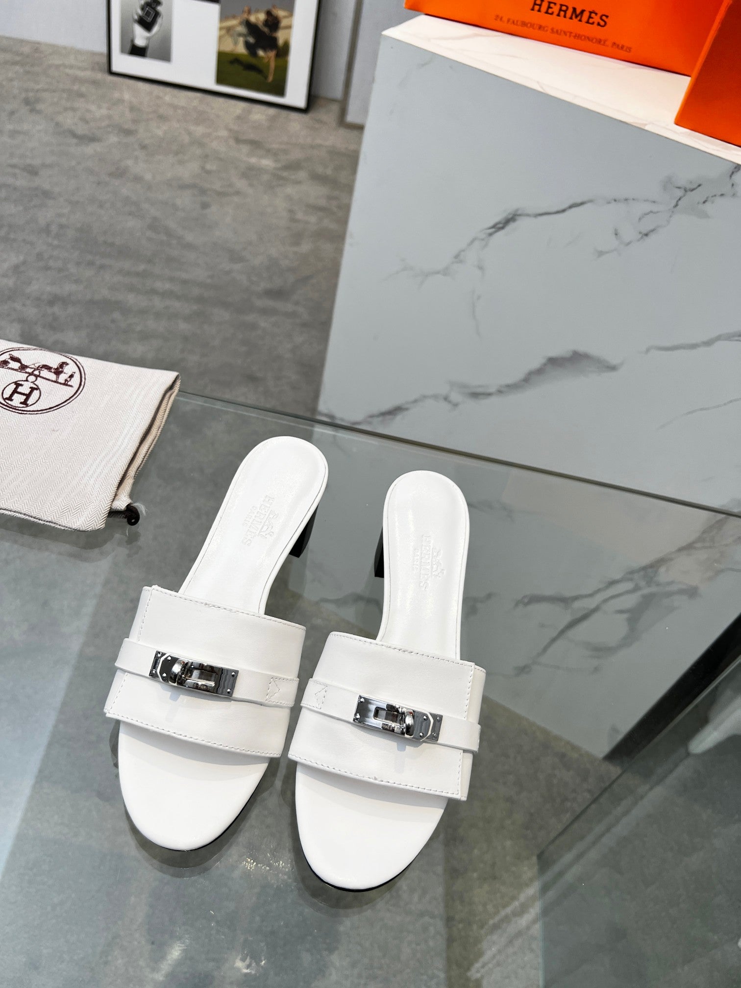 Gigi 50 Sandal White Calfskin
