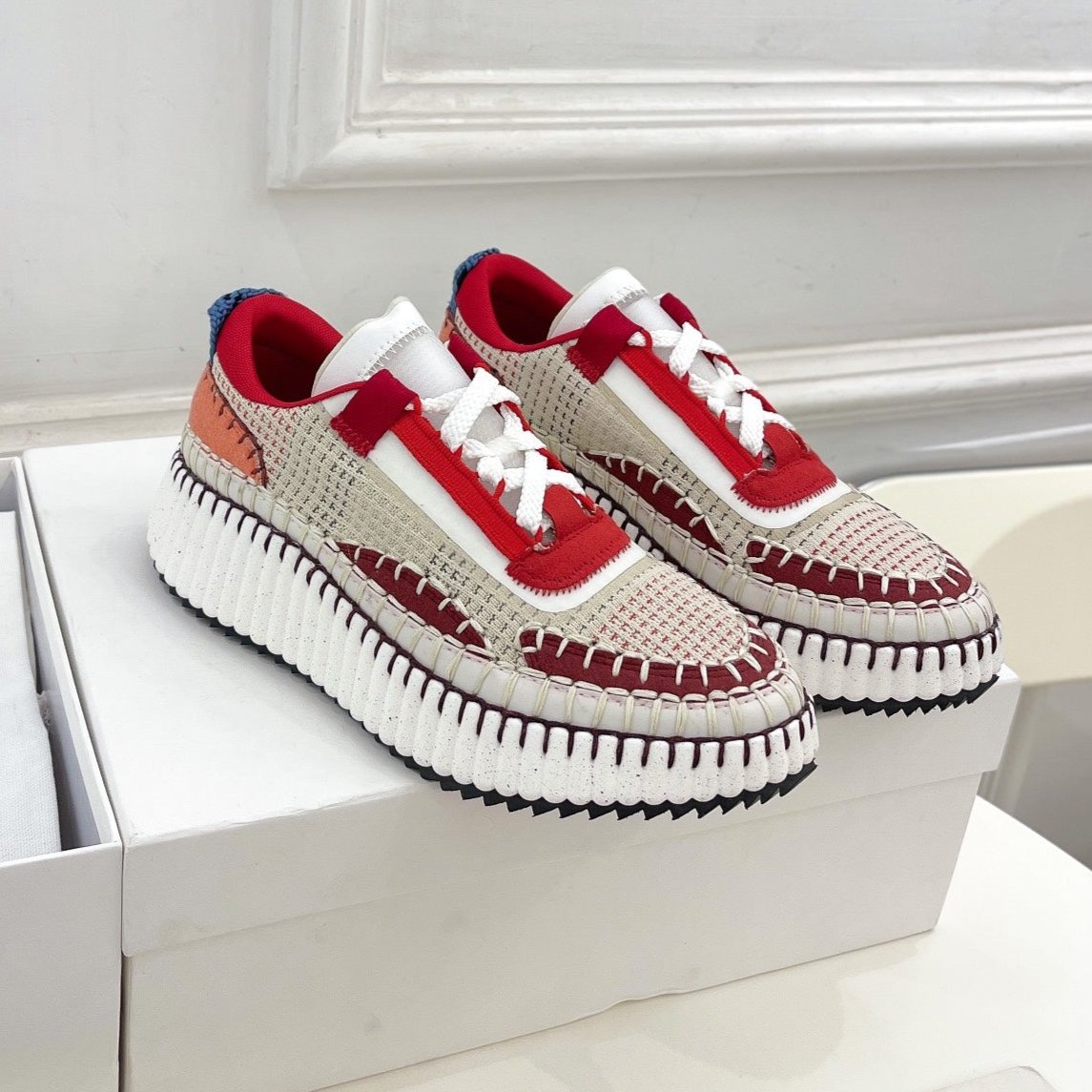 NAMA SNEAKER IN CHERRY RED MIX COLORFUL SPECIAL FABRIC
