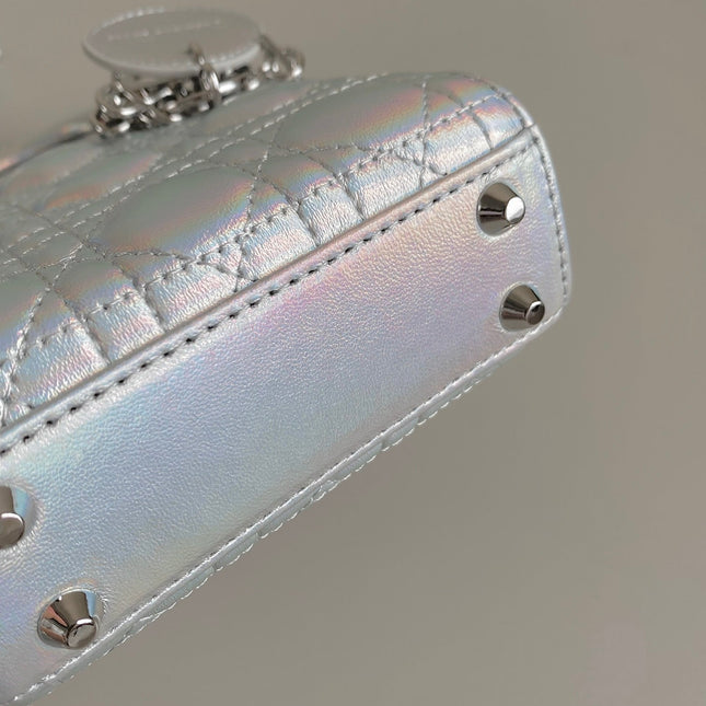 MICRO LADY 12 BAG IN SILVER LAMBSKIN