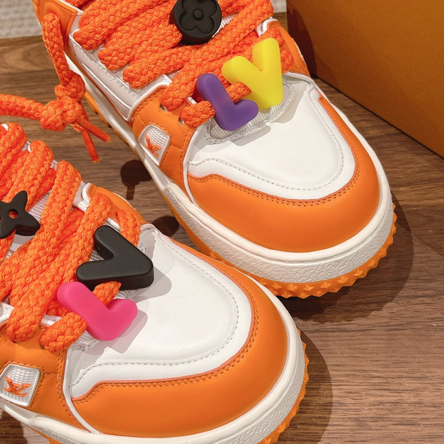 LV Trainer Maxi Sneaker White Mix Orange Calfskin