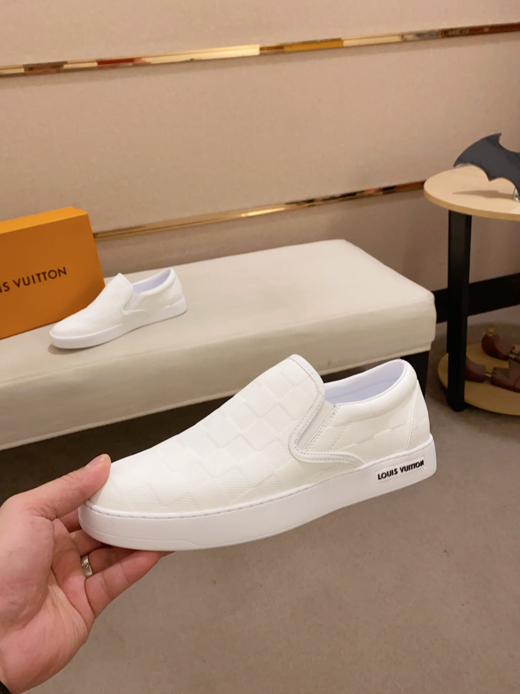 LV LOAFER IN WHITE DAMIER SHEEPSKIN
