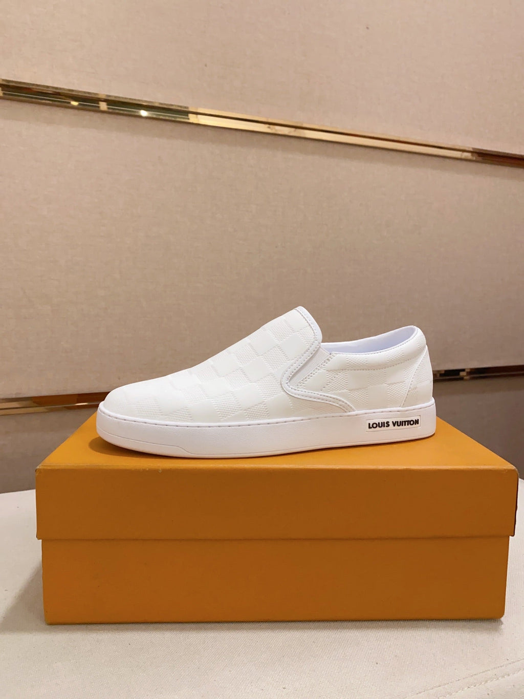 LV LOAFER IN WHITE DAMIER SHEEPSKIN