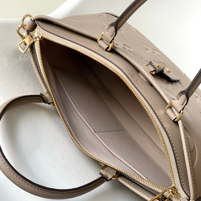 LV 25S TRIANON MM BAG 36 IN WARM TAUPE CALFSKIN GOLD HARDWARE