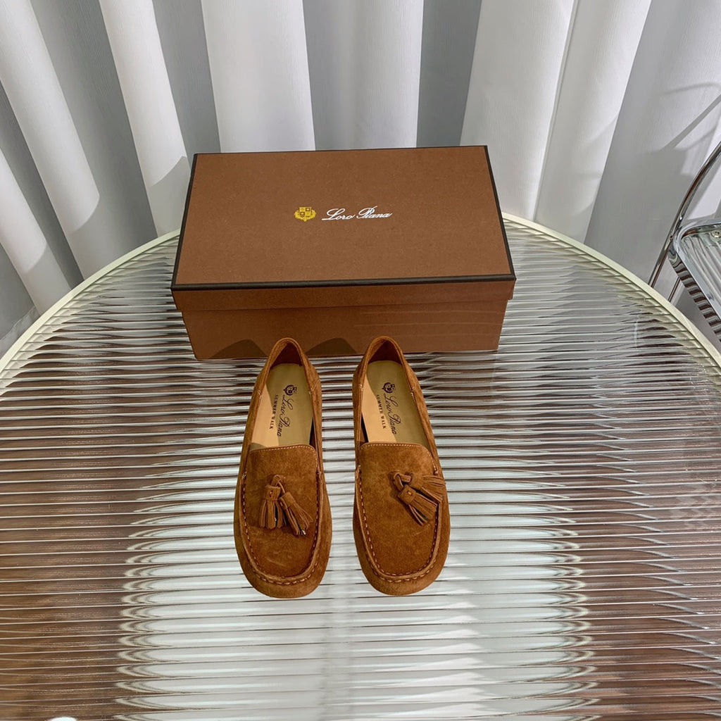 LP DOT SOLE WALK LOAFERS CARAMEL SUEDE