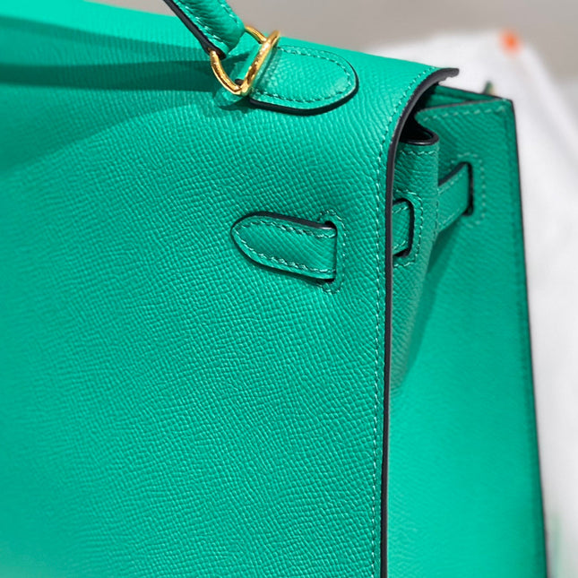 KELLY 25CM IN VERT VERTIGO EPSOM CALFSKIN GOLD HARDWARE