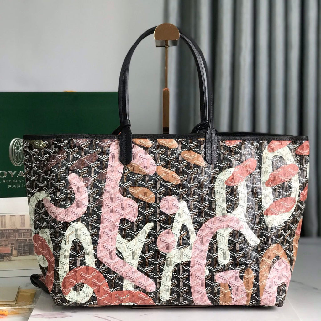 SAINT LOUIS PM BAG 34 IN PINK LETTRES CAMOUFLAGE GOYARDINE CANVAS