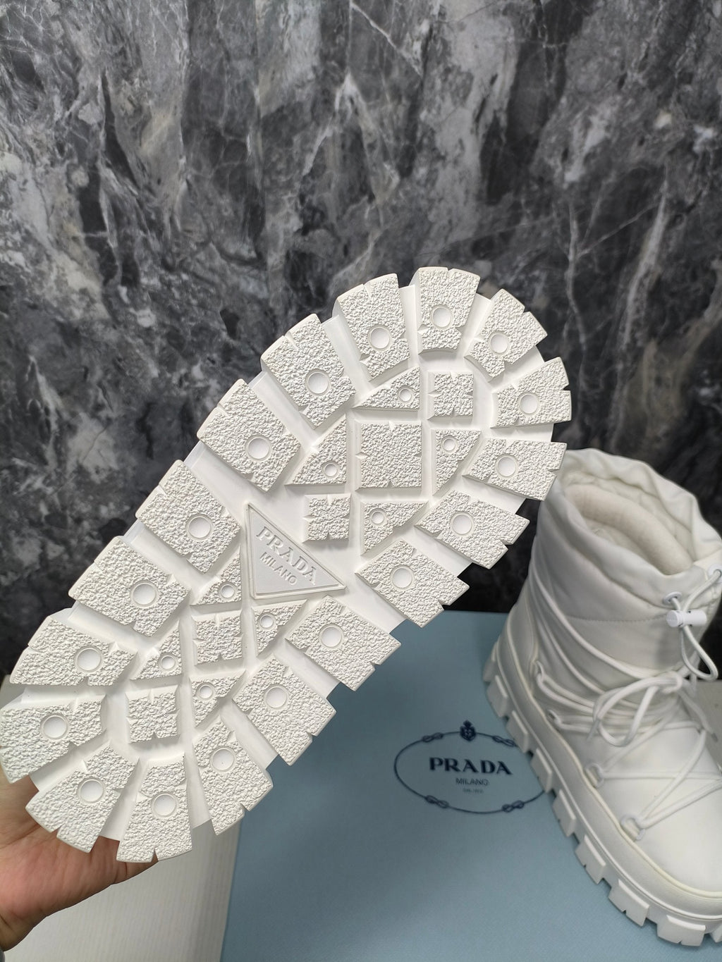 PRA RE-NYLON GABARDINE APRÈS SKI BOOTIES WHITE