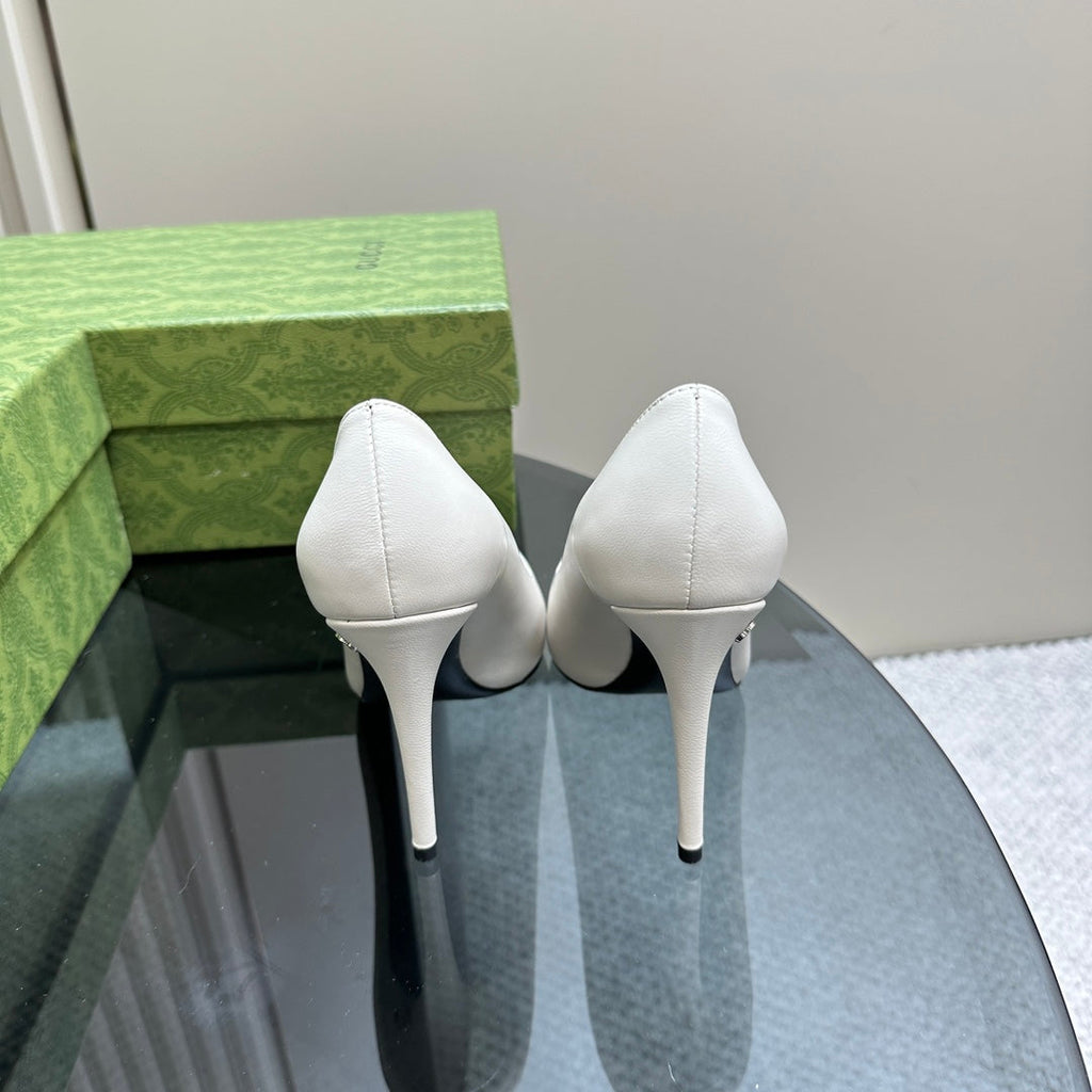 GG 105 BASIC HIGH HEEL WHITE LAMBSKIN