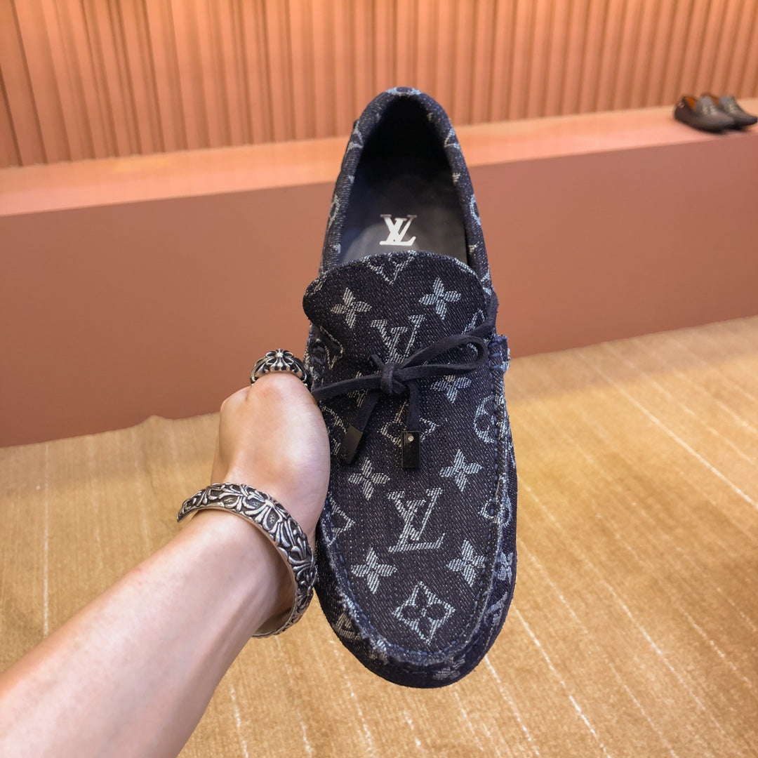 LV LOAFER IN MIDNIGHT BLUE MONOGRAM DENIM WITH BOW